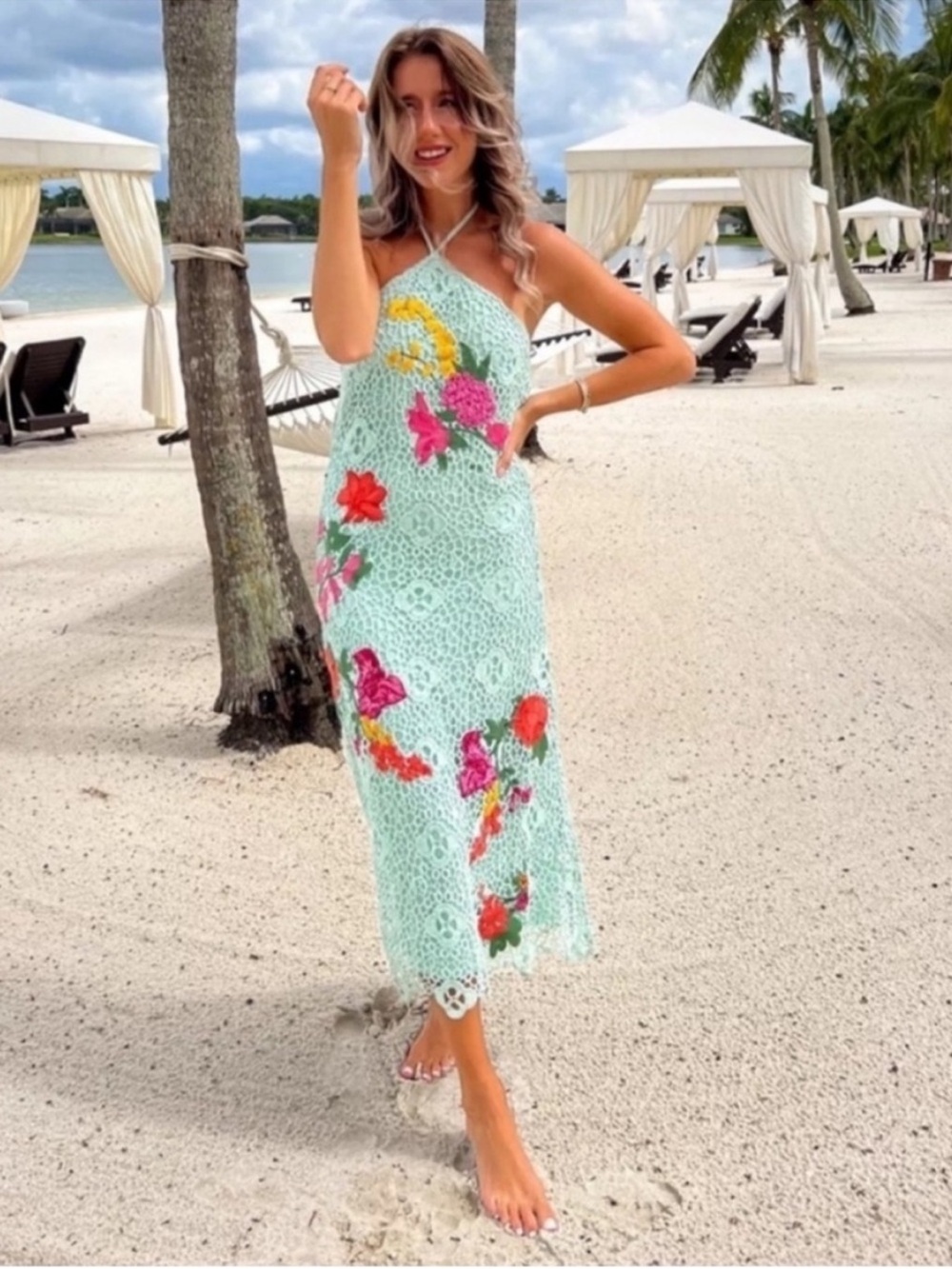NWT Mestiza New York Maria Crochet Floral Midi Dress